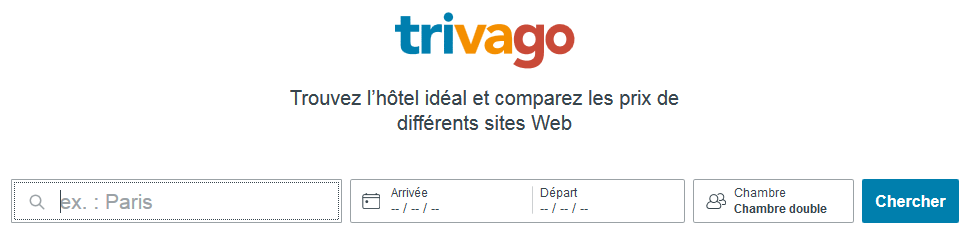Fonctionnalité de recherche du site Trivago