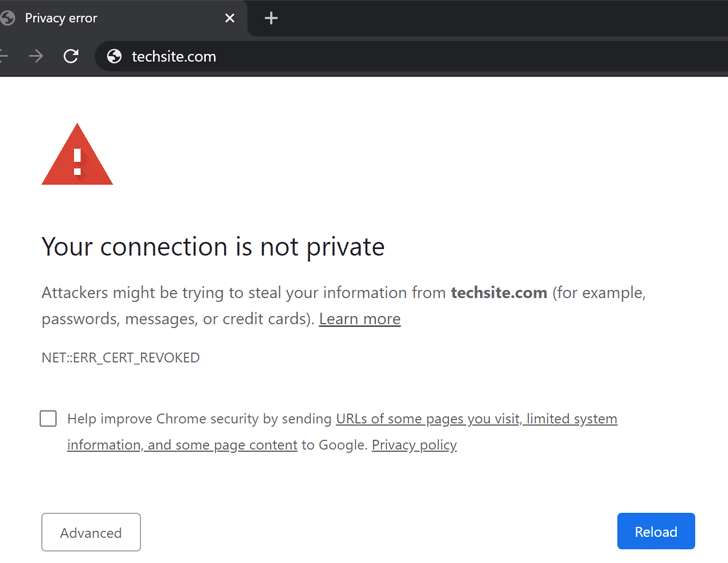 La page d'erreur SSL